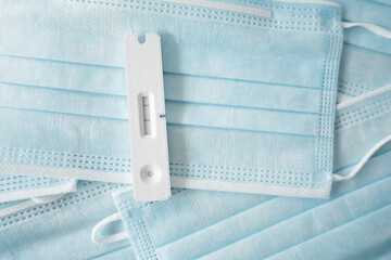 Positive test result of covid19 corona virus on sars cov 2 antigen home testing kit card.