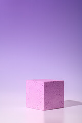 Empty podium or stand for product showcase on violet background