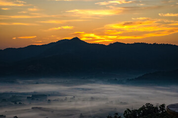 Golden light at Sunrise time from Phu Lang Ka.This is one of famous place of North Thailand.