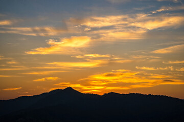 Golden light at Sunrise time from Phu Lang Ka.This is one of famous place of North Thailand.