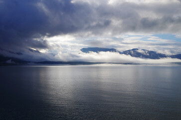 Breathtaking landscape coastal nature scenery of Iceland coast with massive glaciers, mountains,...