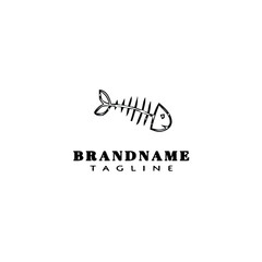 fish bone logo cartoon design template icon black isolated vector illustration