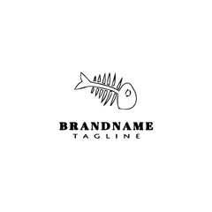 fish bone logo cartoon design template icon black isolated vector illustration