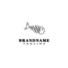 Obraz premium fish bone logo cartoon design template icon black isolated vector illustration