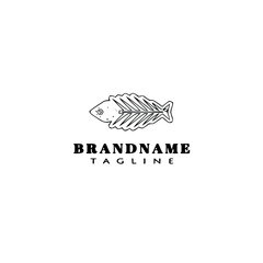 fish bone logo cartoon design template icon black isolated vector illustration