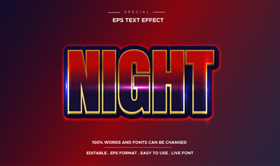 Customizable 3d night party vector text effect text style