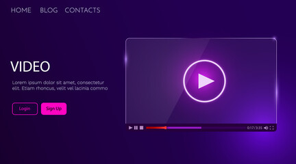 Video player presentation. Multimedia concepts. Modern futuristic design graphic elements.