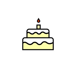 Birthday cake icon .simple cake icon. Flat design style