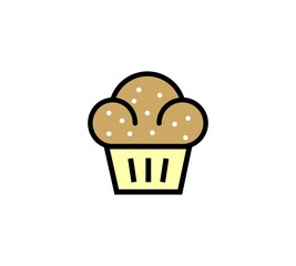 Cup cake icon isolated on white background vector illustration. Bakery vector graphic silhouette.