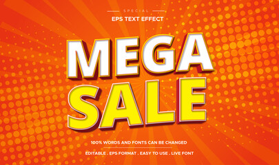 Mega sale bold 3d editable text effect template style