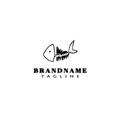 fish bone logo cartoon icon design template black isolated vector illustration
