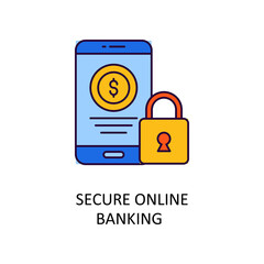 Secure Online Banking Vector Filled Outline Icon Design illustration. Banking and Payment Symbol on White background EPS 10 File