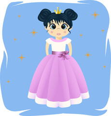 doll little girl princess on a blue background for kids