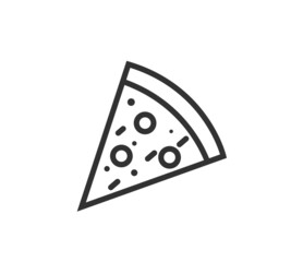 Pizza slice outline style vector icon

