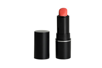 Obraz premium Women's lipstick of scarlet color in a black case.