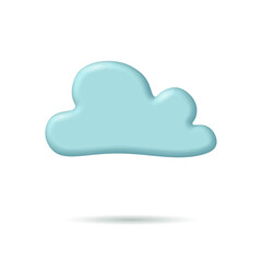 3D cloud weather icon. Mobile element cloudy camp travel logo. Autumn rain sad weather forecast map app.Gglowing vector illustration