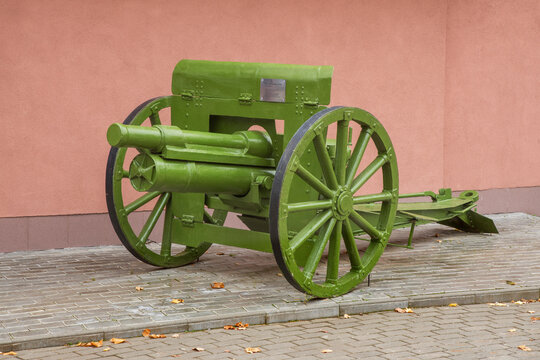 Cannon in front of museum of Vasily Chapaev in Cheboksary. Russia