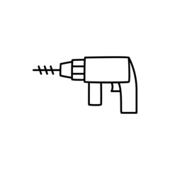Construction Drill icon in black line style icon, style isolated on white background