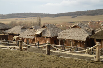 Fototapeta na wymiar Viking Village Wooden 