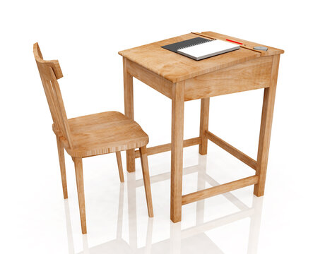 Schreibtisch und Stuhl aus Holz