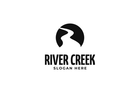 Rounded river creek logo design vector