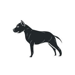 Pitbull Icon Silhouette Illustration. Dog Puppy Terrier Vector Graphic Pictogram Symbol Clip Art. Doodle Sketch Black Sign.