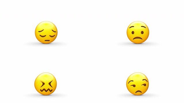 Set of Disappointed Emoji Loop and transparent background in alpha 32bit ProRes