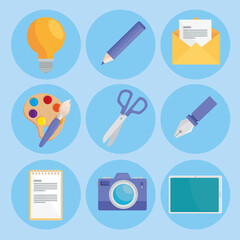 icons with tools for graphic designer