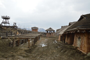 Fototapeta na wymiar Viking Village Wooden 