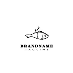 fish fry logo cartoon design template icon black isolated vector
