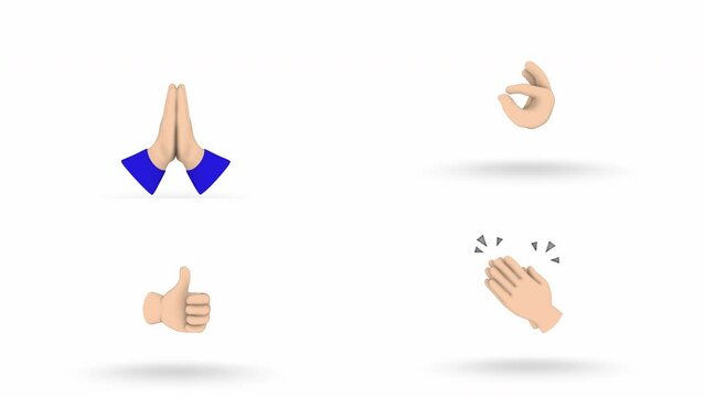 Set of Hand Emoji Loop and transparent background in alpha 32bit ProRes