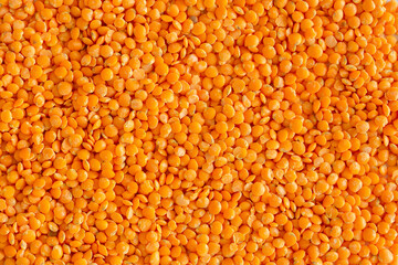 Lentils as a background with place for text. Lentil groats for dietary nutrition.