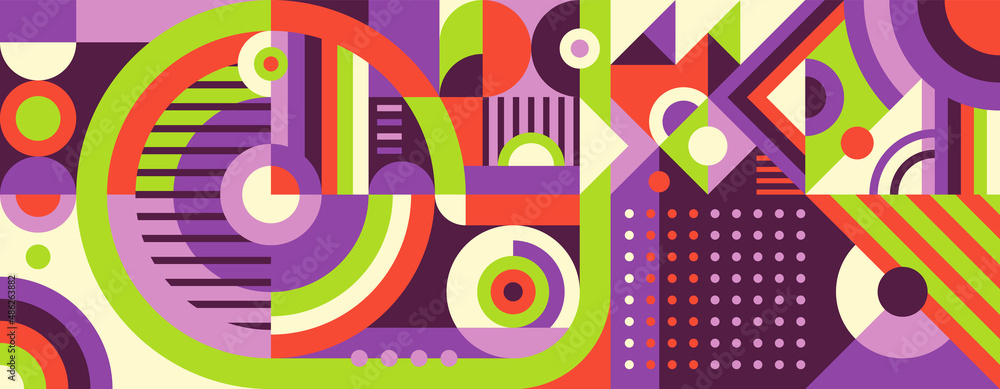 Poster abstract background design with colorful geometric shapes. vector illustration.