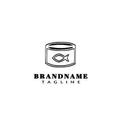 fish food logo cartoon design template icon black isolated vector illustration