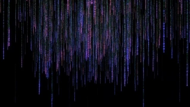 Blau violette Matrix Bin&auml;r Code Hintergrund Animation 