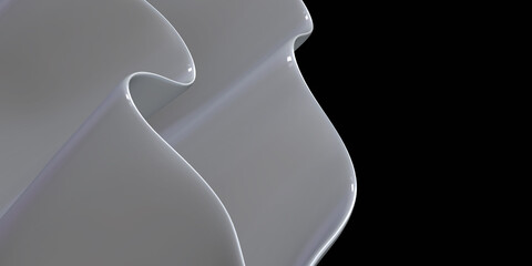a piece of cloth fluttering reflective ceramic wavy reflecting surface shining 3d illustration