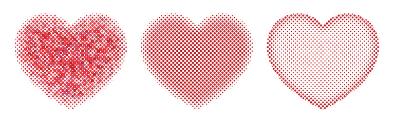 Big heart filling with small red polka dots for invitation, flyers, posters, brochures, banners. Design elements for Valentine's day, love, or romance. Flat hearts, herz sammlung. Vector illustration