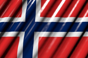 nice feast flag 3d illustration. - shiny - looking like plastic flag of Norway with large folds