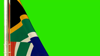Fototapeta na wymiar South Africa flag for state holiday on green screen, isolated - object 3D illustration