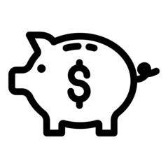 Pig Money Box Flat Icon Isolated On White Background