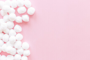 Cosmetic makeup remover supplies - cotton balls , top view