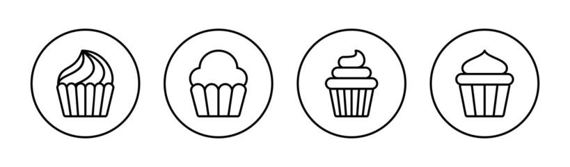 Cup cake icons set. Cup cake sign and symbol