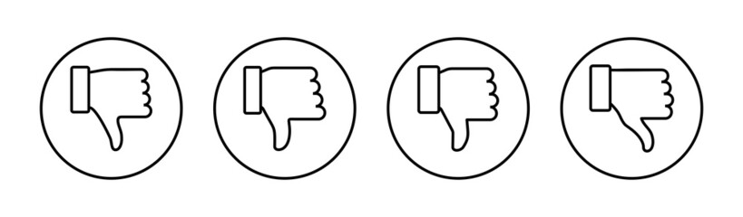 Dislike icons set. dislike sign and symbol. Hand with thumb down - obrazy, fototapety, plakaty