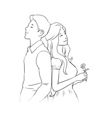Face Line Art Couple - Couple Face Lines - Couple Drawing Art - Line Art Work - Romantic Couple Drawing - valentine day face lines