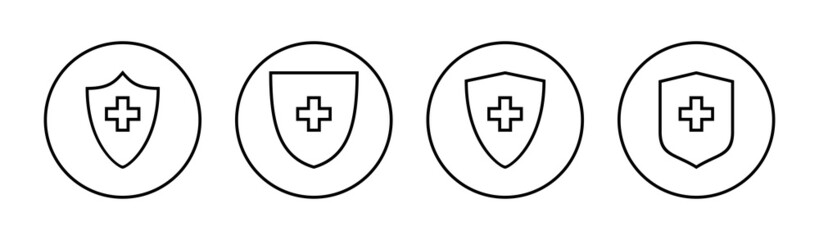 Health insurance icons set. Insurance health document sign and symbol