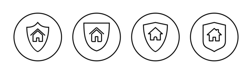 house insurance icons set. house protection sign and symbol