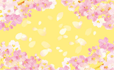 Obraz na płótnie Canvas 桜の舞う　背景イラスト素材