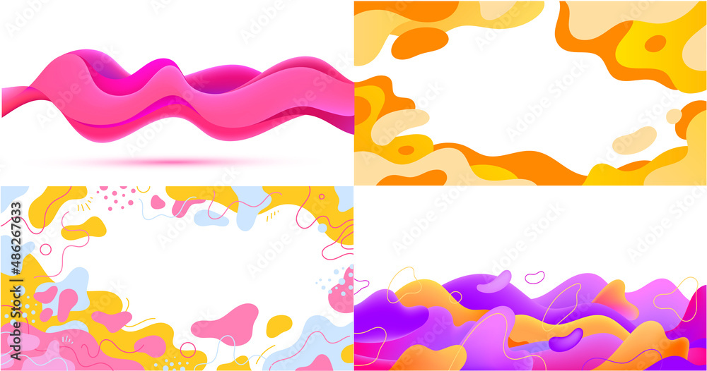 Aufkleber vector set of wavy geometric backgrounds. abstract blob design, organic shapes. minimal trendy style