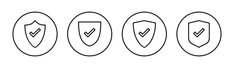 Shield check mark icons set. Protection approve sign. Insurance icon