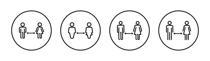 Social distancings set. social distance sign and symbol. self quarantine sign